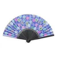 【アウトレット品】友禅紙扇子70型25間 菊花文様 青　同柄扇子袋付き 4059-1 【在庫限り】