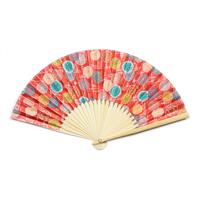 【アウトレット品】友禅紙扇子70型25間 菊花文様 朱　同柄扇子袋付き 4059-2 【在庫限り】