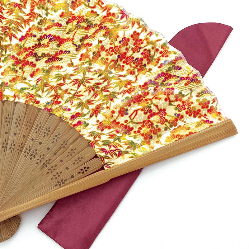 友禅紙扇子 70型25間 CZM-6277 歳寒三友 秋 | 谷口松雄堂