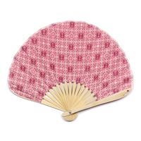 【アウトレット品】 シェル型 布扇子 7寸17間 七宝うさぎ 薄紅 【在庫限り】