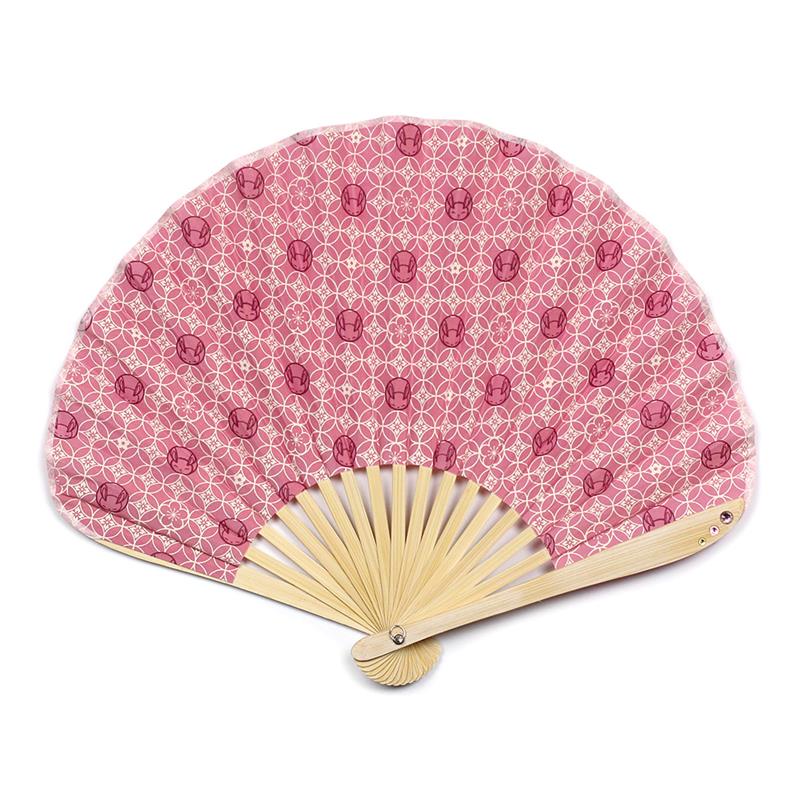 【アウトレット品】 シェル型 布扇子 7寸17間 七宝うさぎ 薄紅 【在庫限り】