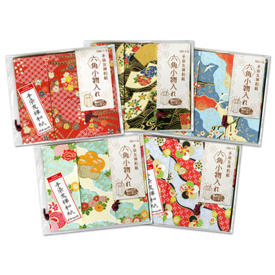 六角小物入れ (5柄×各1　5個セット) 【在庫限り】