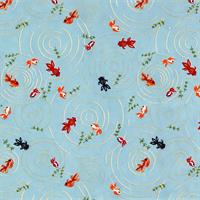 手染友禅紙（菊全判）1000×660　金魚　水色