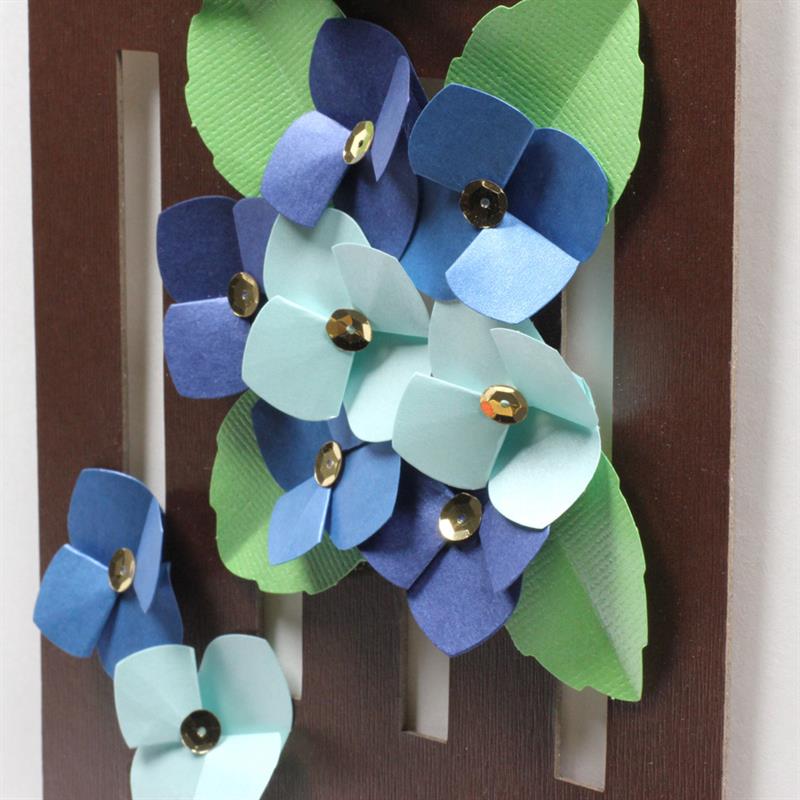 ハサミを使わない立体切り絵 格子飾り手作りキット 紫陽花 【在庫限り