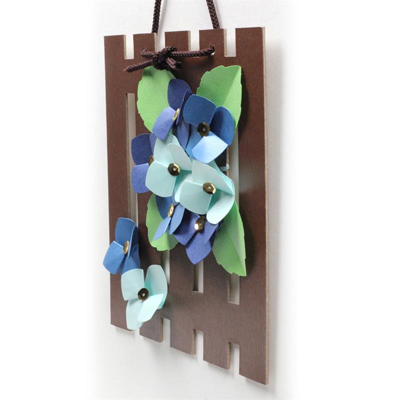 ハサミを使わない立体切り絵 格子飾り手作りキット 紫陽花 【在庫限り