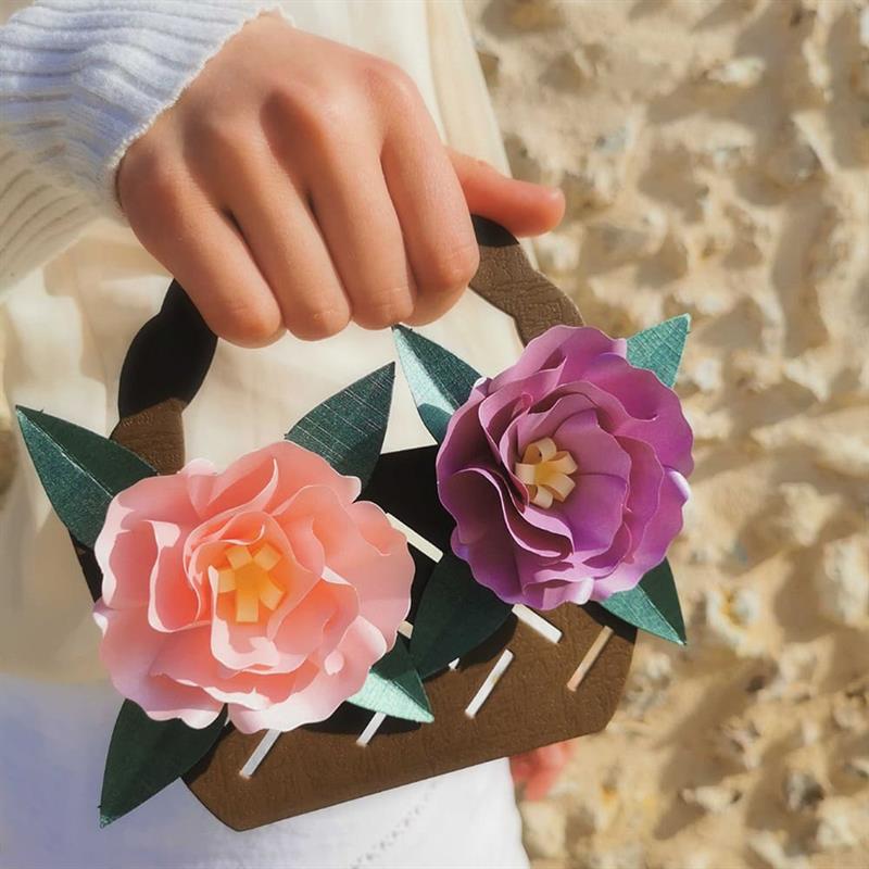 ハサミを使わない立体切り絵 花かご飾り手作りキット トルコ桔梗