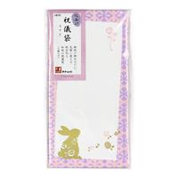 【アウトレット品】 版画調 祝儀袋 花紋シリーズ うさぎ 5枚 【在庫限り】