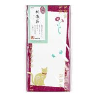 【アウトレット品】 版画調 祝儀袋 花紋シリーズ ねこ 5枚 【在庫限り】