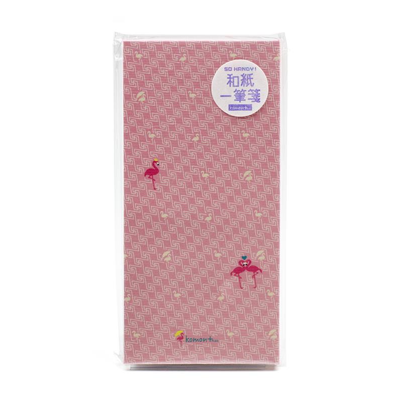 【アウトレット品】 komon＋ 和紙一筆箋 稲妻フラミンゴ 【在庫限り】