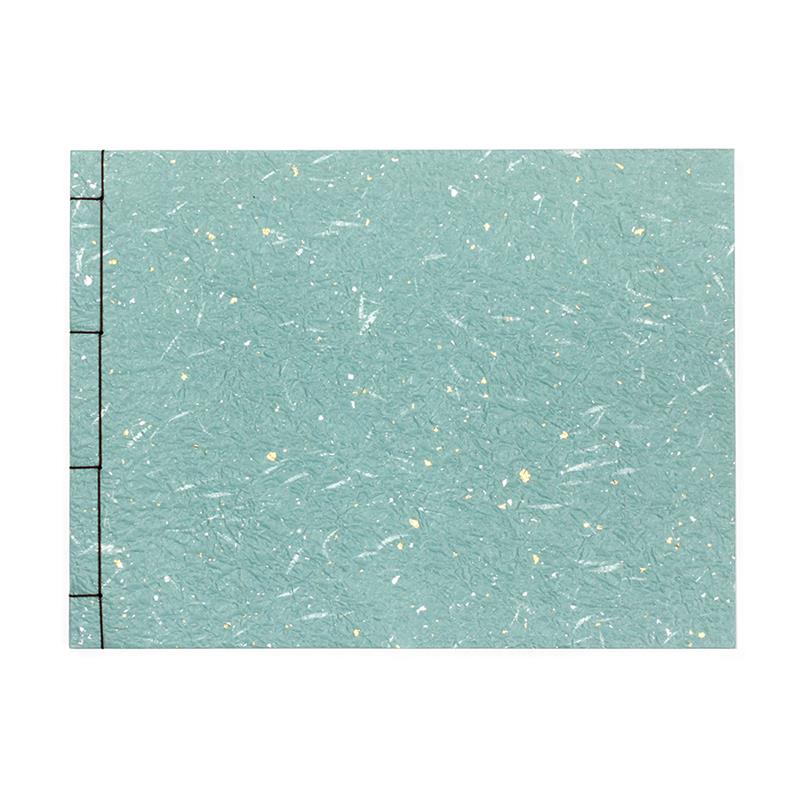 【アウトレット品】 金銀振揉み紙 芳名帳 （横型無地） 灰青 【在庫限り】