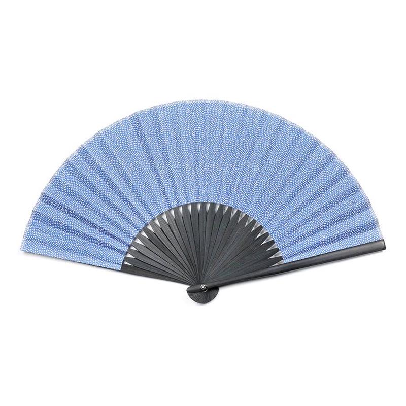 【アウトレット品】友禅紙扇子70型25間　鮫小紋 青　同柄扇子袋付き 【在庫限り】
