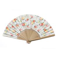 【アウトレット品】友禅紙扇子70型25間 立縞に牡丹 灰　同柄扇子袋付き 【在庫限り】
