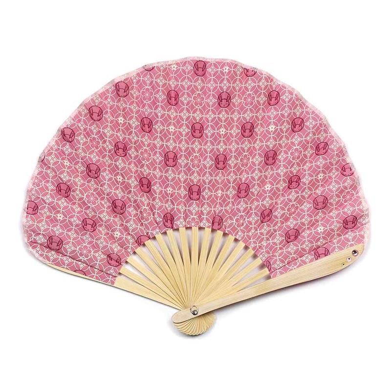 【アウトレット品】 シェル型 布扇子 7寸17間 七宝うさぎ 薄紅 【在庫限り】