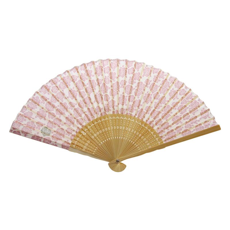 【アウトレット品】布扇子 70型30間 薔薇 ピンク 【在庫限り】