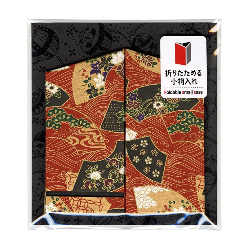 折りたためる小物入れ　波に花四季扇