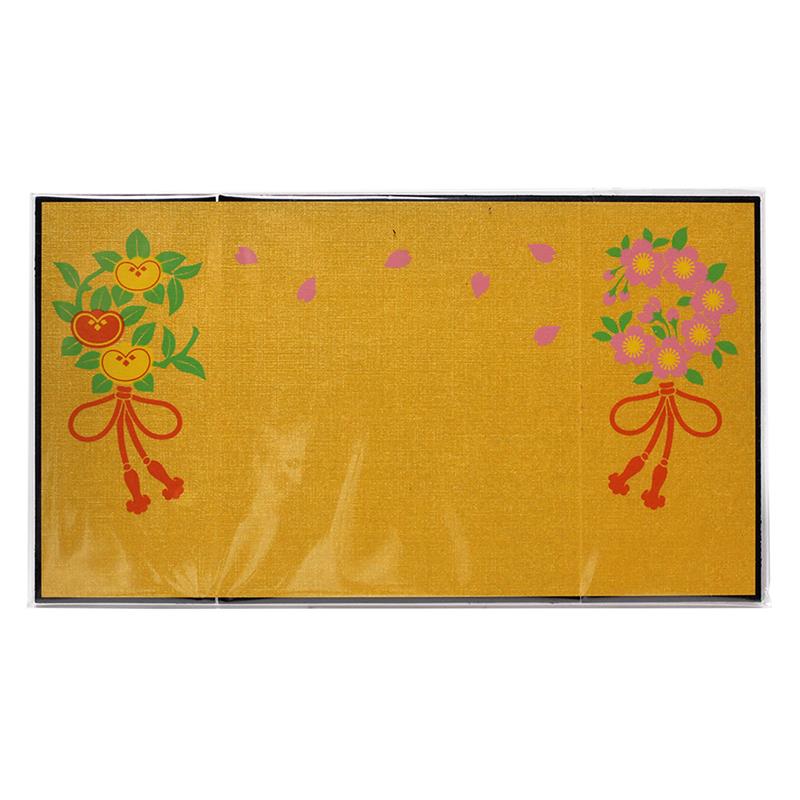 【商品リニューアルに伴い在庫限り】型染め 三つ折り 屏風 （緋毛氈付） 桜と橘