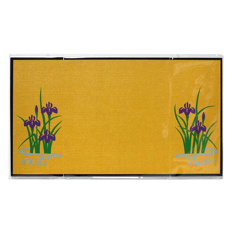 【商品リニューアルに伴い在庫限り】型染め 三つ折り 屏風 （毛氈付） 菖蒲