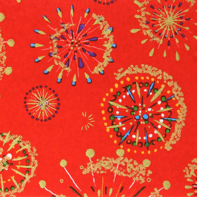 手染友禅紙（菊全判）1000×660　花火　赤金