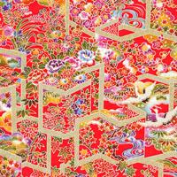 手染友禅紙（菊全判）1000×660 屏風絵 赤