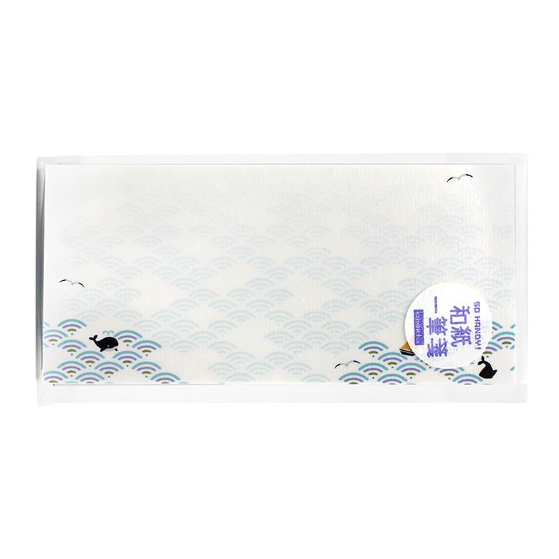 komon＋ 和紙一筆箋 横書き （補充用） 青海波クジラ